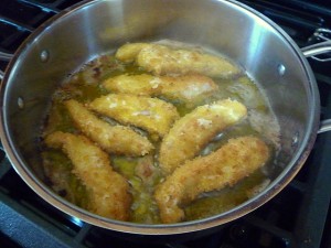 Fryin' in the olive oil - aka Addin' the Crispy!