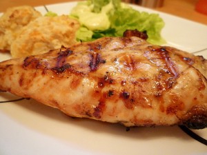 Lemon-Grilled Chicken Breast with Tastefully Simple's Perfectly Parmesan Biscuits and salad with Creamy Parmesan Dressing