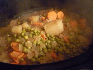 Beef Stew with Vegetables cooking away in the crock-pot.