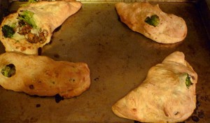 Calzones fresh from the oven.
