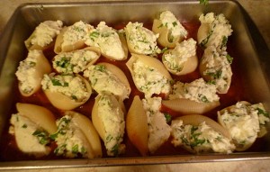 Prepping Spinach and Ricotta Stuffed Shells