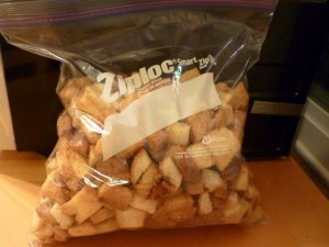 One of the many bags to store leftovers from the first batch