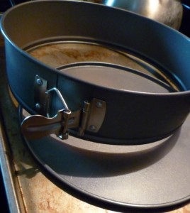 The two pieces of a springform pan.