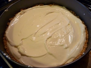 Cheesecake Supreme batter poured and ready to bake!