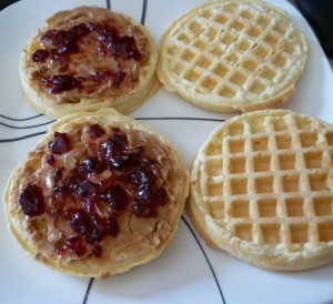 Prepping the PB & J Waffle Sandwiches