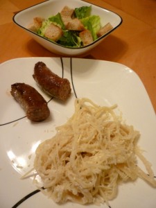Pasta Carbonara with Spicy Sausage