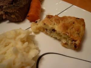 Irish-American Soda Bread with Oven-Braised Beef Roast and instant mashed potatoes