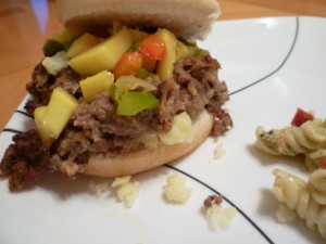 Jerk Burger with Mango Salsa